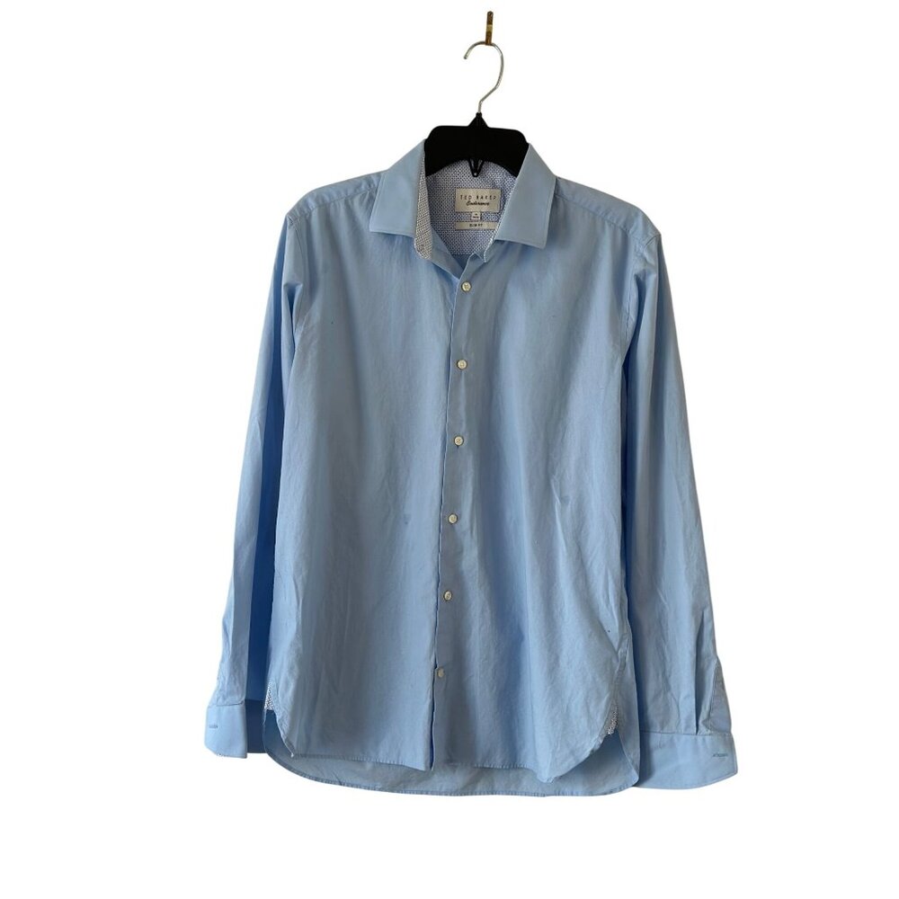 Ted Baker "ENDURANCE" Dress Shirt Sz 16 34/35 Spread Collar Double Button Cuffs